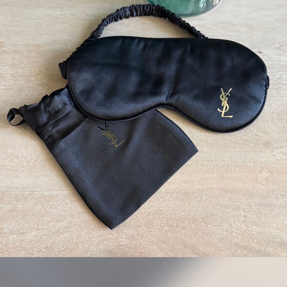 New! Yves Saint Laurent Black Sleep Mask with Gold Logo(012)